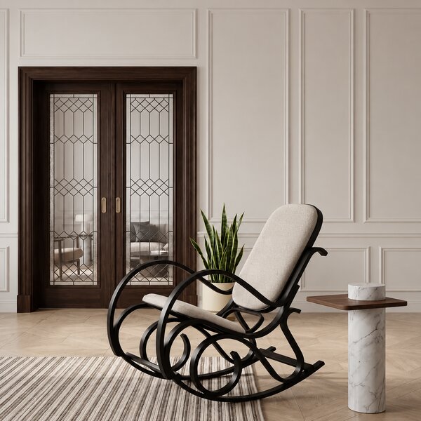 Scaun balansoar rustic MAX BIS PLUS, maro/wenge, stofa/lemn indoit, 52