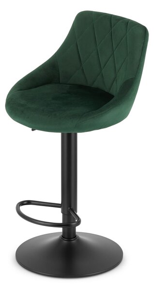 Scaun de bar verde KAST VELVET cu picior negru