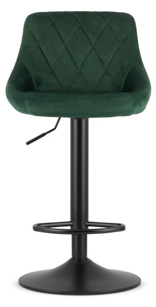 Scaun de bar verde KAST VELVET cu picior negru