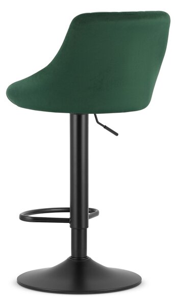 Scaun de bar verde KAST VELVET cu picior negru
