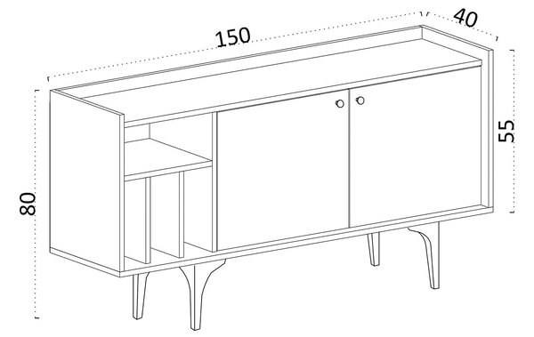 Comoda CANOPUS, stejar safir, PAL melaminat, 150x40x80 cm