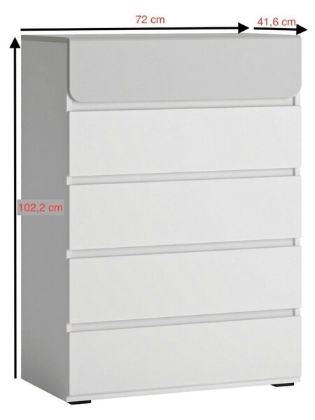 Comoda ALBI, alb, PAL laminat, 72x42x102 cm