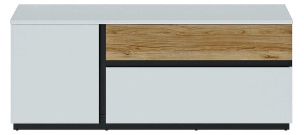 Comoda TV DUKE, alb/stejar, PAL laminat, 160x40x63 cm