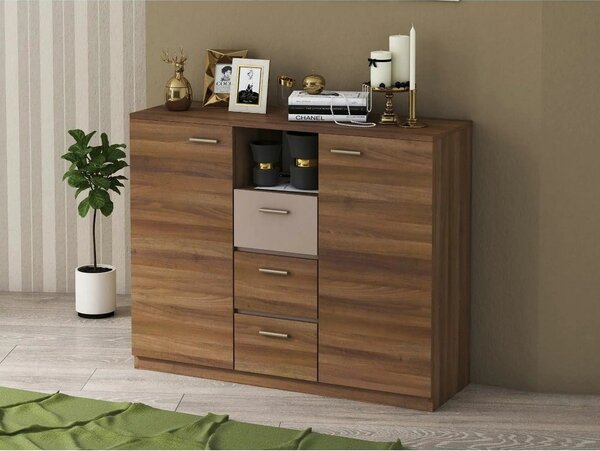 Comoda EFFECT, stejar columbia/gri, PAL, 130x42x105 cm