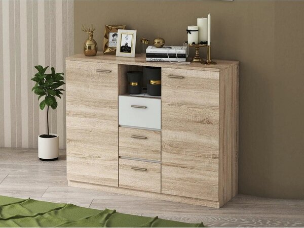 Comoda EFFECT, stejar sonoma/alb andersen, PAL, 130x42x105 cm