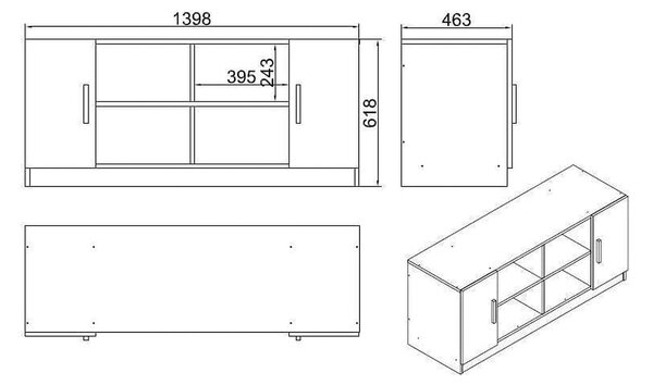 Comoda TV, alb, PAL melaminat, 140x46x62 cm