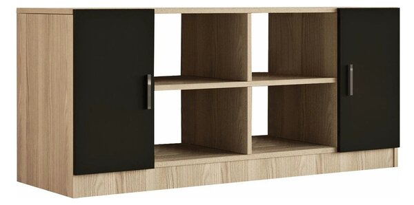 Comoda 956LCS1505, stejar/negru, PAL melaminat, 140x46x62 cm