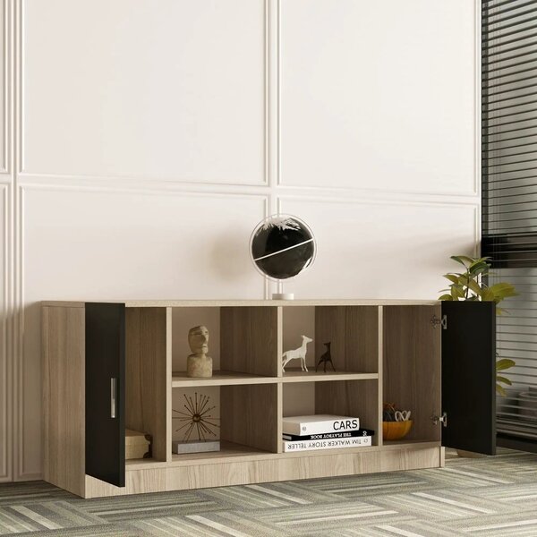 Comoda 956LCS1505, stejar/negru, PAL melaminat, 140x46x62 cm