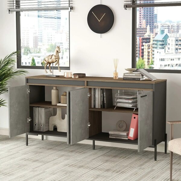 Comoda VS5 - CGA, gri/nuc, PAL melaminat/metal, 184x45x92 cm