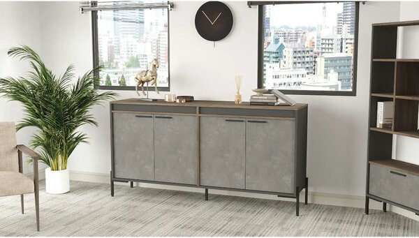 Comoda VS5 - CGA, gri/nuc, PAL melaminat/metal, 184x45x92 cm