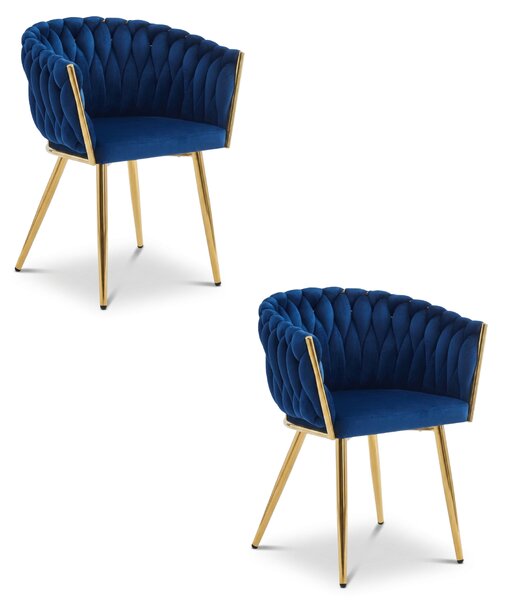 OFERTA Fotoliu de sufragerie din catifea ORION VELVET cu picioare aurii, albastru inchis calitatea a II-a