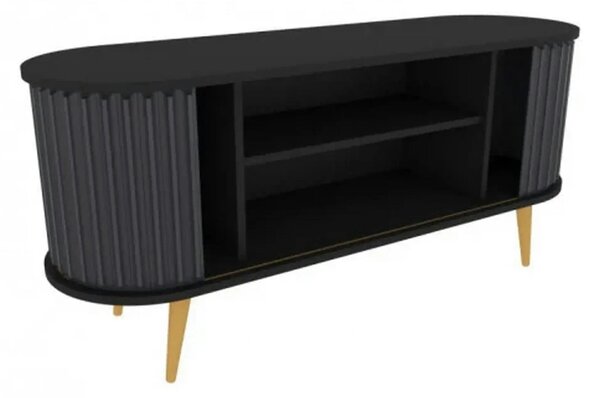 Comoda TV STOR, gri/negru, PAL melaminat, 140x43x64 cm