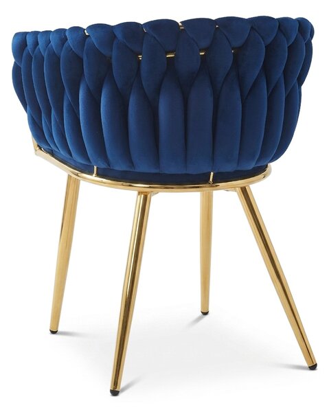OFERTA Fotoliu de sufragerie din catifea ORION VELVET cu picioare aurii, albastru inchis calitatea a II-a