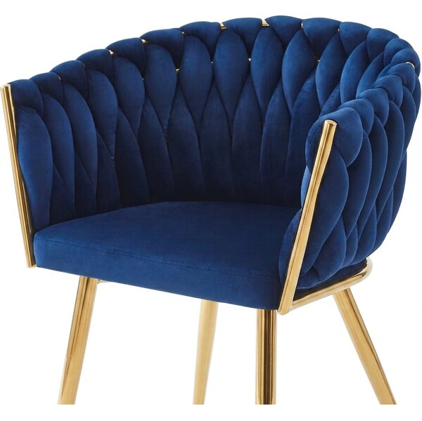 OFERTA Fotoliu de sufragerie din catifea ORION VELVET cu picioare aurii, albastru inchis calitatea a II-a