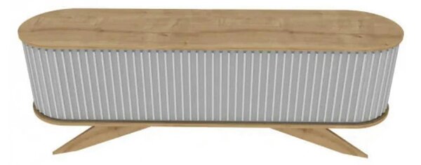 Comoda TV STOR, stejar/alb, PAL melaminat, 180x43x60 cm
