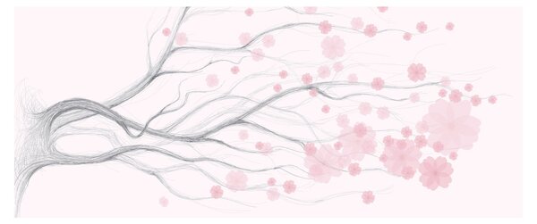 Tablou - Flori roz (120x50 cm)