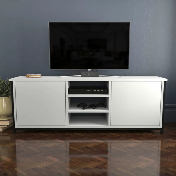 Comoda TV OTIS, alb/negru, PAL melaminat, 140x35x51 cm