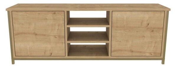 Comoda TV OTIS, stejar/auriu, PAL melaminat, 140x35x51 cm