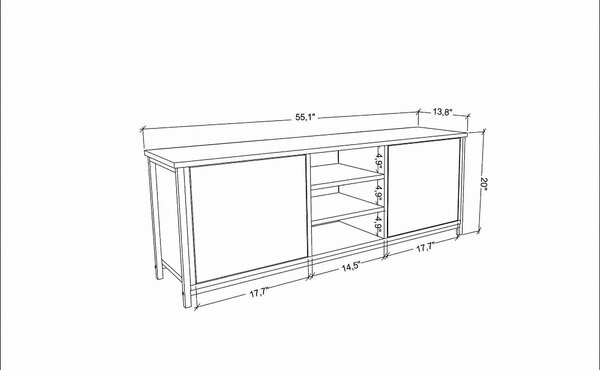 Comoda TV OTIS, alb/negru, PAL melaminat, 140x35x51 cm