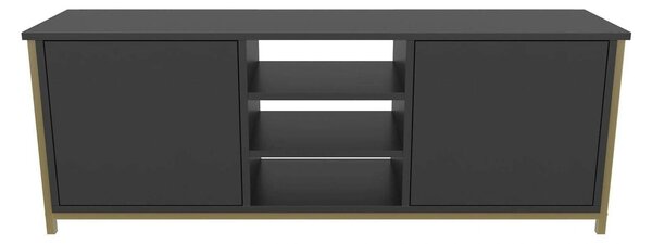 Comoda TV OTIS, gri antracit/auriu, PAL melaminat, 140x35x51 cm