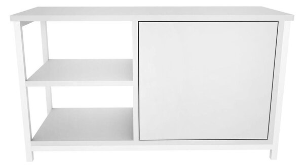 Comoda TV MUSKEGON, alb, PAL melaminat/metal, 90x35x51 cm