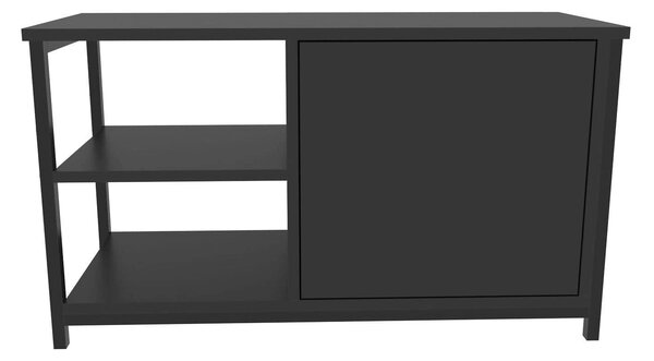 Comoda TV MUSKEGON, negru/gri antracit, PAL melaminat/metal, 90x35x51