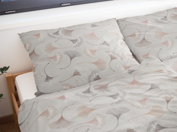 Lenjerie de pat din crep Ginkgo - 140 x 200 cm / 70 x 90 cm