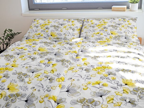 Lenjerie de pat crep cu frunze - 140 x 200 cm / 70 x 90 cm