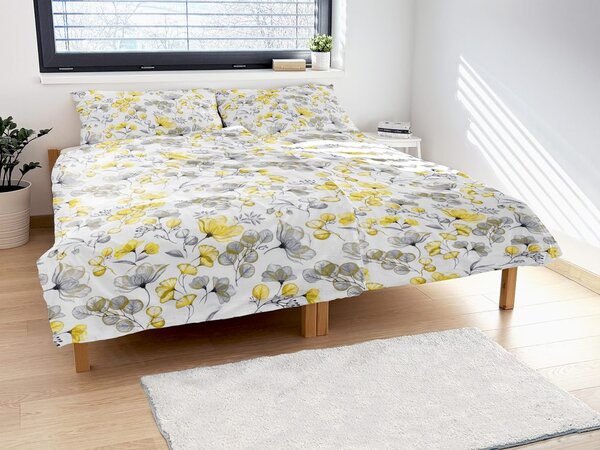Lenjerie de pat crep cu frunze - 140 x 200 cm / 70 x 90 cm