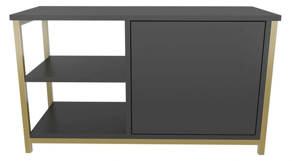 Comoda TV MUSKEGON, auriu/gri antracit, PAL melaminat/metal, 90x35x51