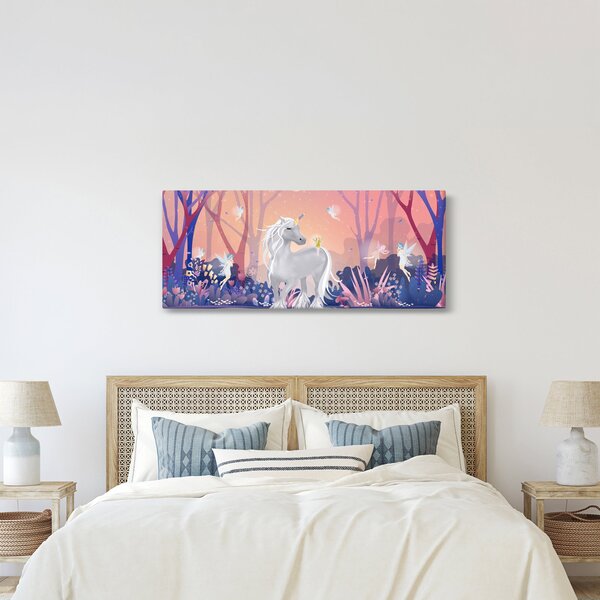 Tablou - Unicorn în pădurea fermecată (120x50 cm)