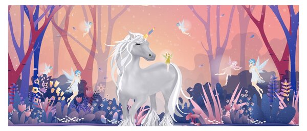 Tablou - Unicorn în pădurea fermecată (120x50 cm)