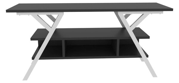 Comoda TV MINERVA, gri antracit/alb, PAL melaminat/metal, 120x35x55 cm