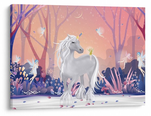 Tablou - Unicorn în pădurea fermecată (70x50 cm)