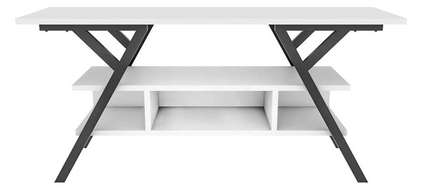 Comoda TV Minerva, alb/negru, PAL/metal, 120x35x55 cm
