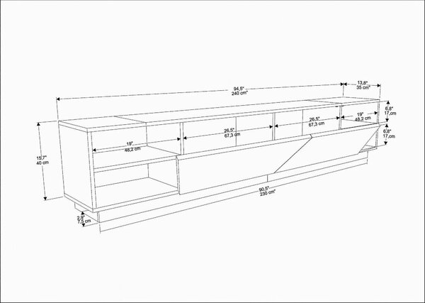 Comoda TV RHODES, gri antracit, PAL melaminat, 240x37x47 cm