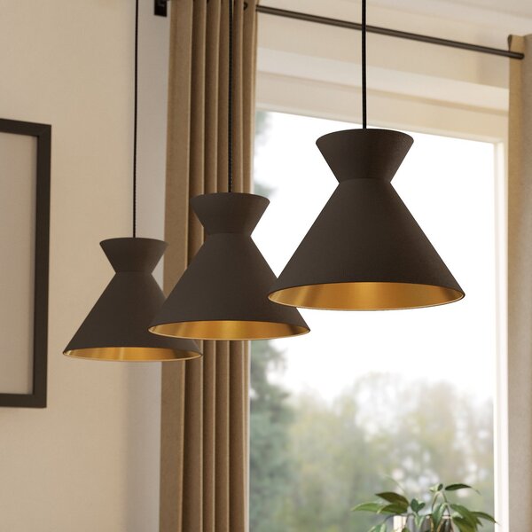 EGLO Lampă suspendată Nastasia cappuccino/alamă cu 3 lumini 3-light, reglabil, Maro / Rugină, Camera de zi / sufragerie, Metal, Modern