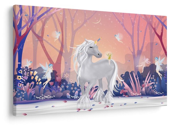 Tablou - Unicorn în pădurea fermecată (90x60 cm)