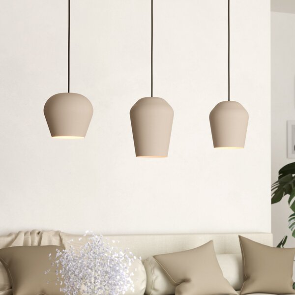 EGLO Cambaito lampă suspendată, 3 surse, nuanțe nisip, reglabil, Bej, Camera de zi / sufragerie, Metal, Modern