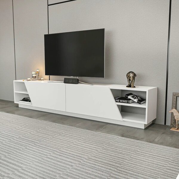 Comoda TV RHODES, alb, PAL melaminat, 240x37x47 cm