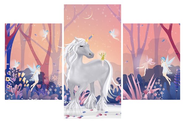 Tablou - Unicorn în pădurea fermecată (90x60 cm)
