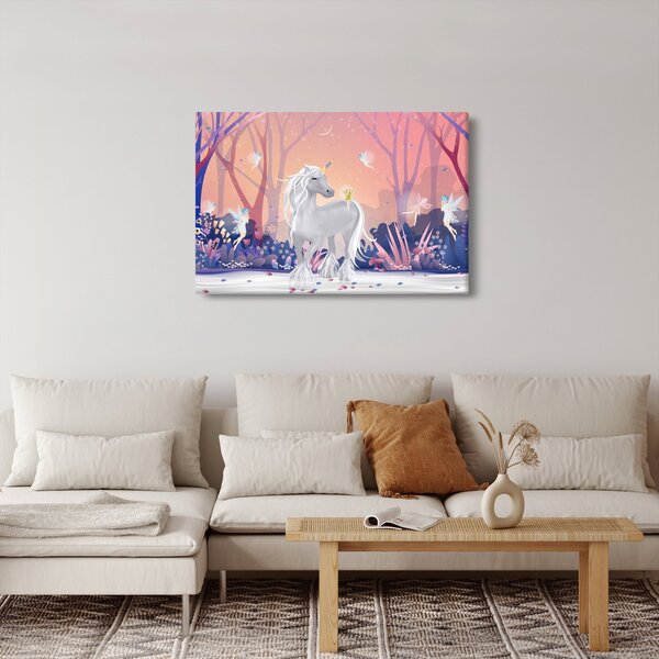 Tablou - Unicorn în pădurea fermecată (90x60 cm)