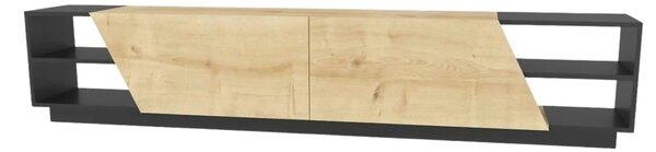 Comoda TV RHODES, gri antracit/stejar, PAL melaminat, 240x37x47 cm