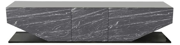 Comoda TV INCI, negru cu efect de marmura, PAL melaminat, 180x30x45 cm