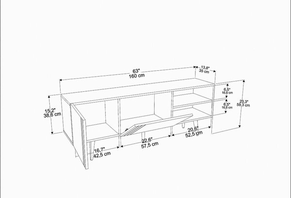 Comoda TV RONAS, stejar, PAL melaminat, 160x35x39 cm