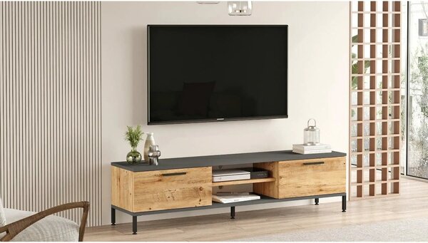Comoda TV RL1-AA, stejar/gri, PAL melaminat, 160x35x39 cm
