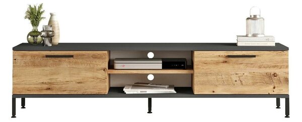 Comoda TV RL1-AA, stejar/gri, PAL melaminat, 160x35x39 cm
