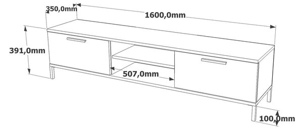 Comoda TV RL1-AA, stejar/gri, PAL melaminat, 160x35x39 cm