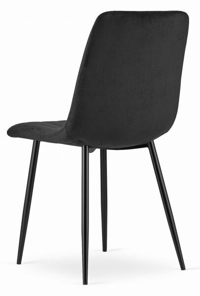 Negru scaun bucatarie LAVA din catifea cu picioare negre