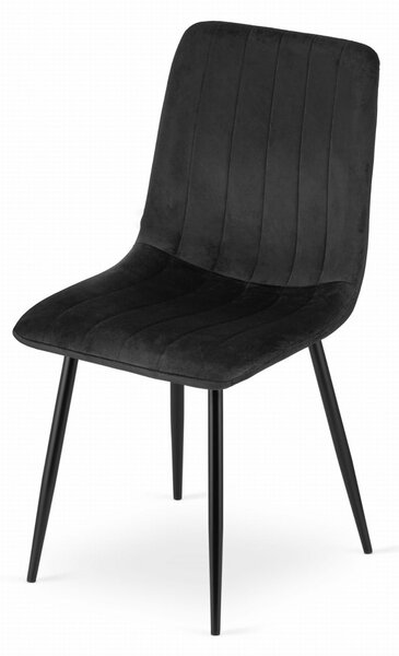 Negru scaun bucatarie LAVA din catifea cu picioare negre